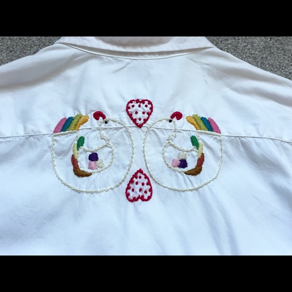 Vintage Lucky Brand woman’s blouse hand embroidered retro sz. M/L - Picture 8 of 9